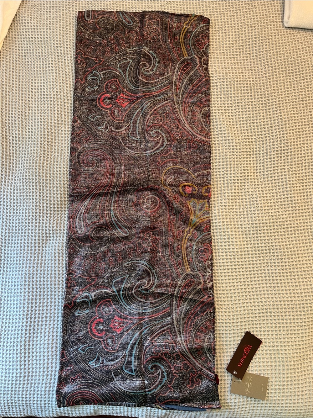 Anthropologie Paisley Print Long Scarf with Metallic Threads